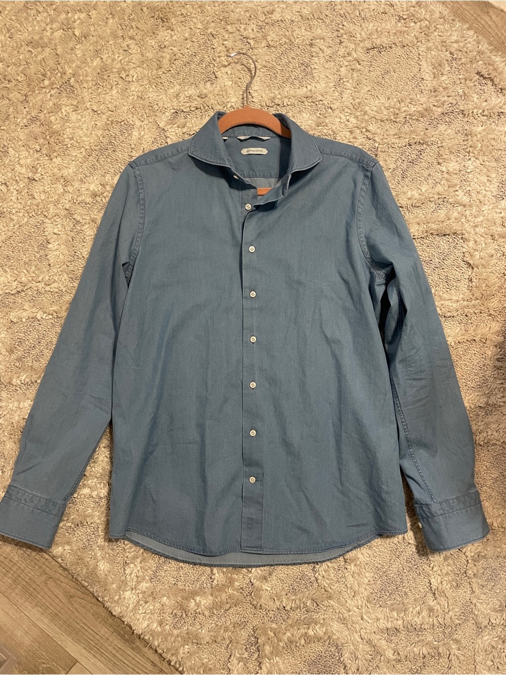 Suitsupply Soft Denim Slate Blue Long-Sleeve Button-Up